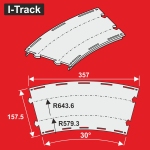 Hacker-Model HCTMC24430D - H0 - Bogen-Segment, für Märklin C, 579,3/643,6 mm30° (6 Stück)